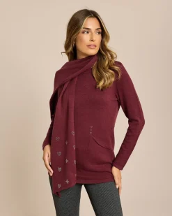 Pullover mit Eingrifftaschen & Schal