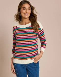 Pullover mit farbigen Streifen