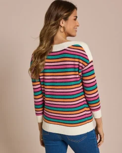 Pullover mit farbigen Streifen