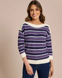 Pullover mit farbigen Streifen
