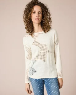 Pullover mit floralem Lochmuster