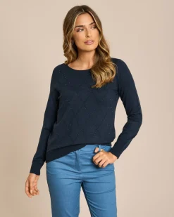 Pullover mit Karo-Design in Strass