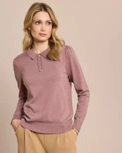 Pullover mit Kragen und Herzknöpfen