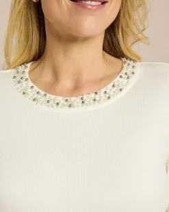 Pullover mit Perlendeko