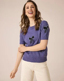 Pullover mit Schleifen und Steinchen