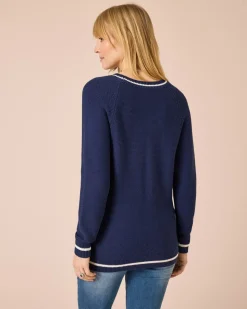 Pullover mit Streifen & Dekoknöpfen