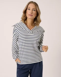 Pullover mit Streifen & Kragen