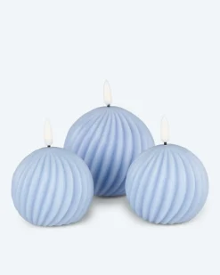 Rillen-Kugelkerze Glossy, 3tlg.
