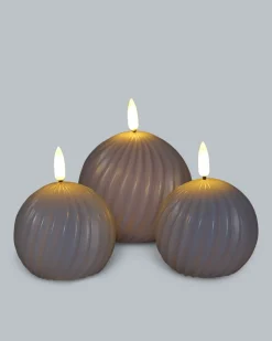 Rillen-Kugelkerze Glossy, 3tlg.