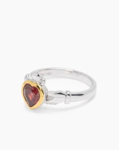 Ring "Herz" mit Peridot + Granat