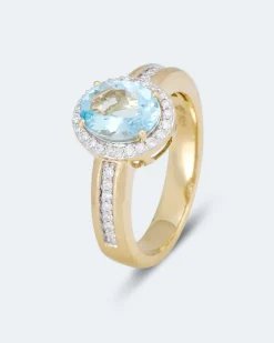 Ring mit Aquamarin & Brillanten