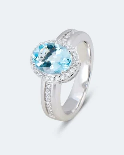 Ring mit Aquamarin & Brillanten