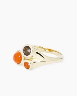 Ring mit Feueropal und Rauchquarz