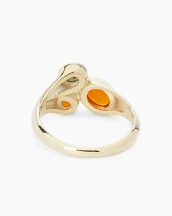 Ring mit Feueropal und Rauchquarz