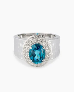 Ring mit London Blue Topas und Zirkon