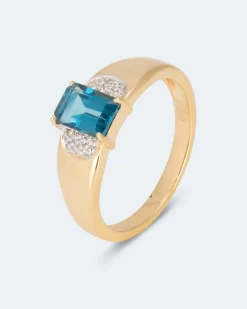 Ring mit London Blue Topas und Zirkon