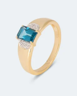 Ring mit London Blue Topas und Zirkon