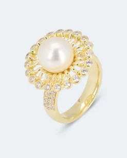 Ring mit MK-Perle 10 mm und Zirkonia