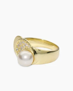 Ring mit MK-Perle 8 mm und Zirkonia