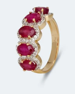 Ring mit Sambia Rubin und Zirkon