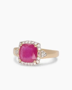 Ring mit Sambia Rubin und Zirkon