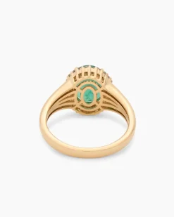 Ring mit Sambia Smaragd + Brillanten