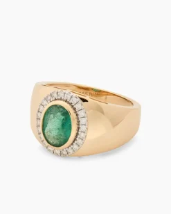 Ring mit Sambia Smaragd + Brillanten