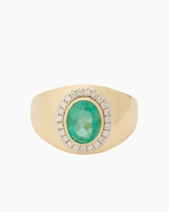 Ring mit Sambia Smaragd + Brillanten