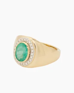 Ring mit Sambia Smaragd + Brillanten
