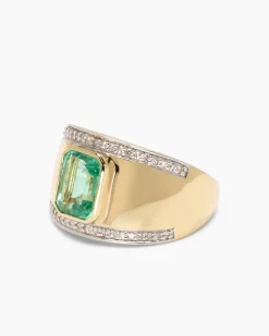 Ring mit Sambia Smaragd + Diamanten