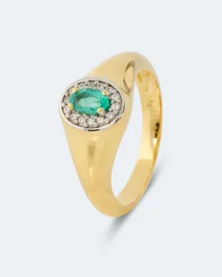 Ring mit Sambia Smaragd und Zirkon