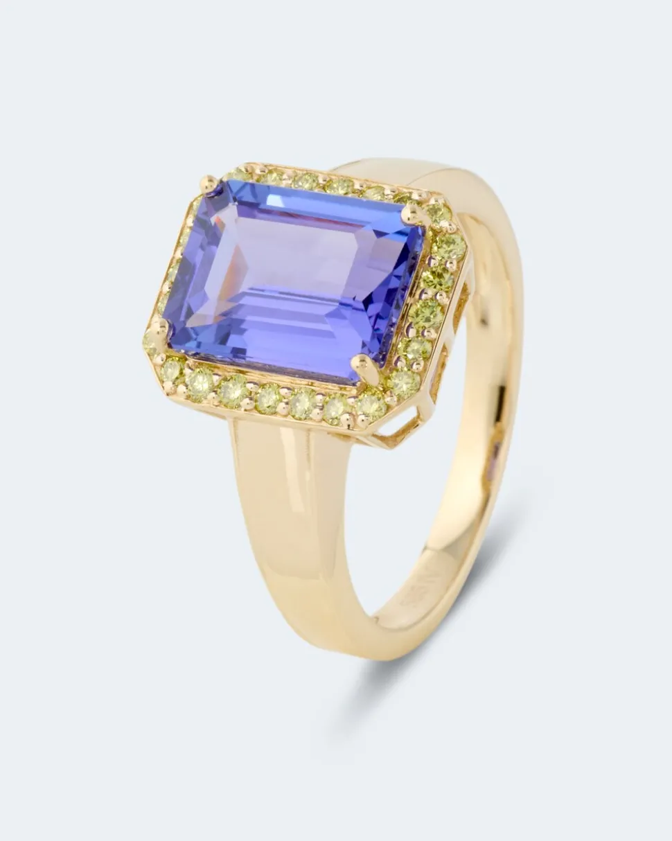 Ring mit Tansanit AAAAA + Brillanten