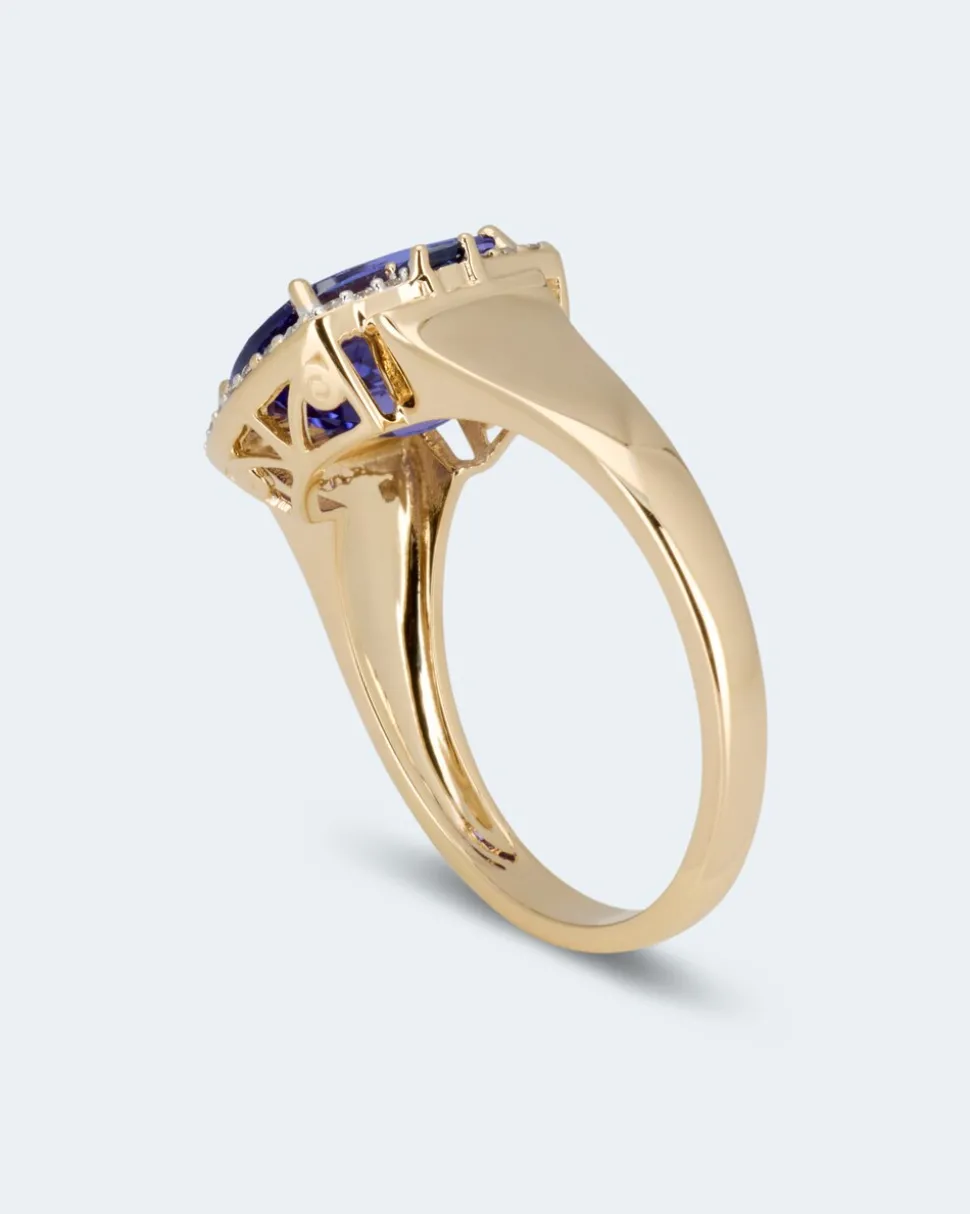 Ring mit Tansanit AAAAA, Saphir & Brillanten