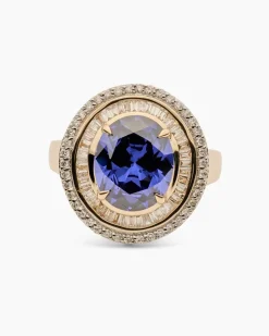 Ring mit Tansanit AAAAA und Diamant