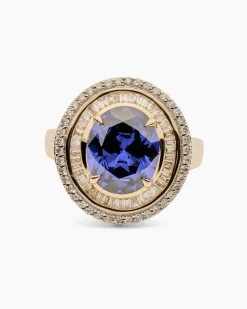 Ring mit Tansanit AAAAA und Diamant