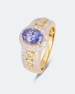 Ring mit Tansanit AAAAA & Zirkon