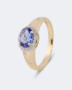 Ring mit Tansanit AAAAA & Zirkonen