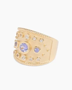 Ring mit Tansanit AAA+ und Weißtopas