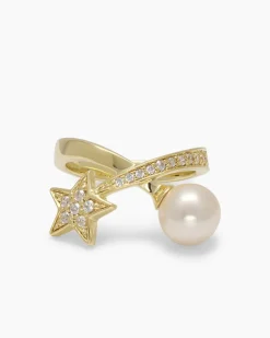 Ring "Stern" mit MK-Perle 8 mm und Zirkonia