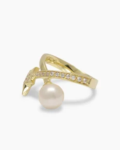 Ring "Stern" mit MK-Perle 8 mm und Zirkonia