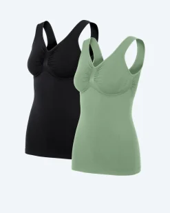 Seamless Top mit breiten Trägern, 2er Pack