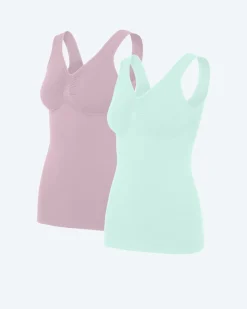 Seamless Top mit breiten Trägern, 2er Pack