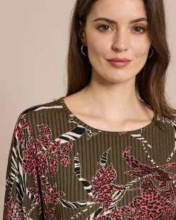 Shirt gerippt mit Animal-Druck