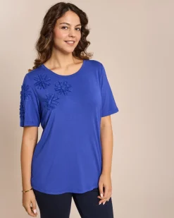 Shirt mit Blumenapplikation