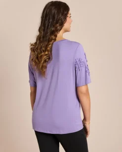 Shirt mit Blumenapplikation