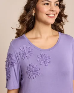 Shirt mit Blumenapplikation