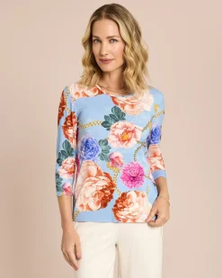 Shirt mit Blumen- & Kettenprint