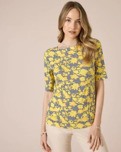 Shirt mit Blumen- und Streifendruck