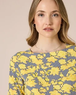 Shirt mit Blumen- und Streifendruck