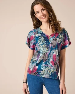 Shirt mit 3D-Blätterdruck